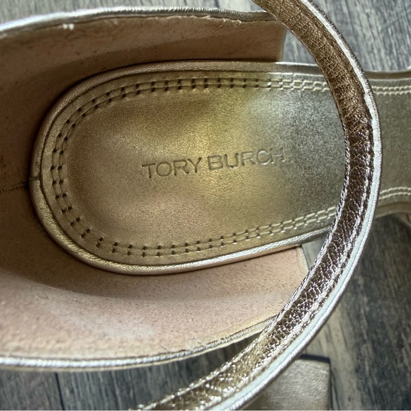 NWT Tory Burch Metallic Spark Gold Platform Heels Retro 70s Disco Style Size 11
